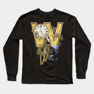 Letter W Birthday Steampunk & Dolphins Long Sleeve T-Shirt